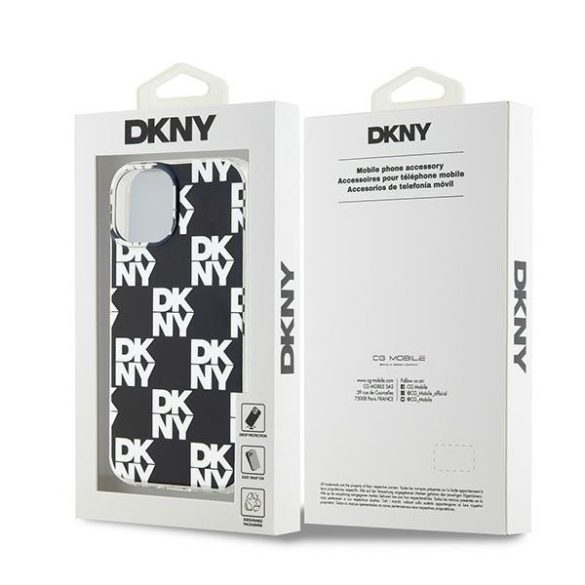 DKNY DKHCP15SHDLCEK IML Checkered Mono Pattern tok iPhone 15 / 14 / 13 - fekete