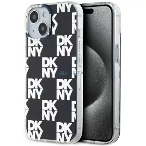 DKNY DKHCP15MHDLCEK IML Checkered Mono Pattern tok iPhone 15 Plus - fekete