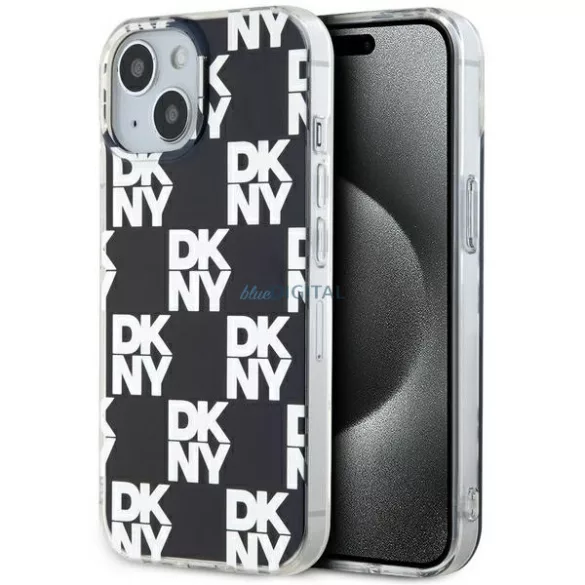 DKNY DKHCP15MHDLCEK IML Checkered Mono Pattern tok iPhone 15 Plus - fekete