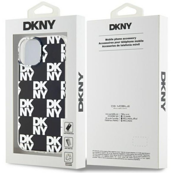 DKNY DKHCP15MHDLCEK IML Checkered Mono Pattern tok iPhone 15 Plus / 14 Plus - fekete