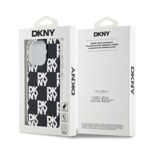 DKNY DKHCP15LHDLCEK IML Checkered Mono Pattern tok iPhone 15 Pro - fekete