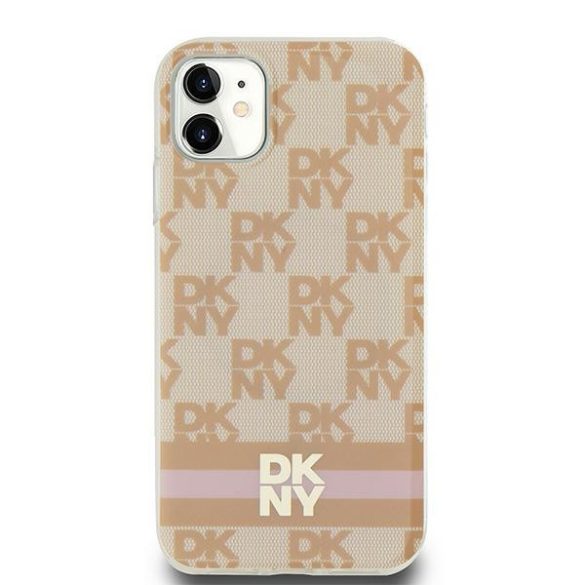 DKNY DKHMN61HCPTSP IML Checkered Mono Pattern Pattern & Printed Stripes MagSafe-kompatibilis tok iPhone 11 / Xr - rózsaszín