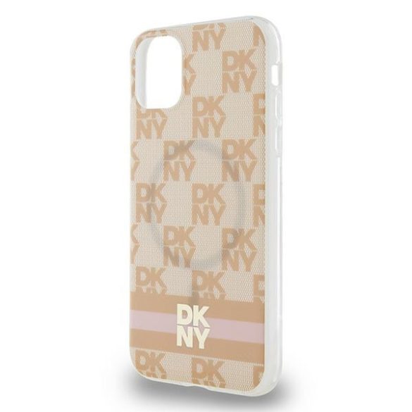 DKNY DKHMN61HCPTSP IML Checkered Mono Pattern Pattern & Printed Stripes MagSafe-kompatibilis tok iPhone 11 / Xr - rózsaszín