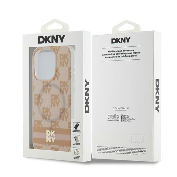 DKNY DKHMP13LHCPTSP IML Checkered Mono Pattern Pattern & Printed Stripes MagSafe-kompatibilis tok iPhone 13 Pro / 13 - rózsaszín