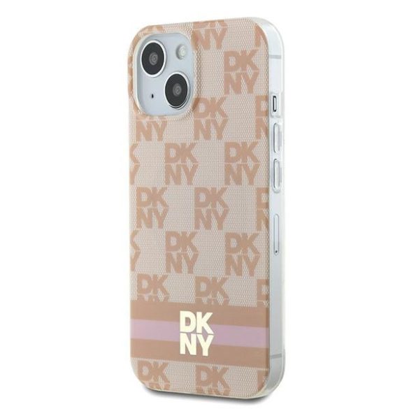 DKNY DKHMP15SHCPTSP IML Checkered Mono Pattern Pattern & Printed Stripes MagSafe-kompatibilis tok iPhone 15/14/13 - rózsaszín