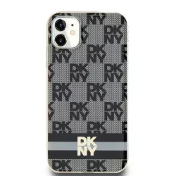   DKNY DKHMN61HCPTSK IML Checkered Mono Pattern & Printed Stripes MagSafe-kompatibilis tok iPhone 11  - fekete
