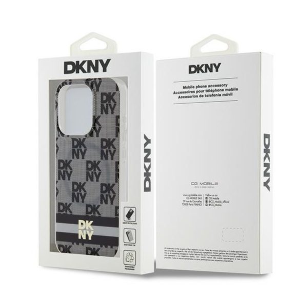 DKNY DKHMP13XHCPTSK IML Checkered Mono Pattern & Printed Stripes MagSafe-kompatibilis tok iPhone 13 Pro Max - fekete