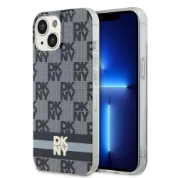   DKNY DKHMP14SHCPTSK IML Checkered Mono Pattern & Printed Stripes MagSafe-kompatibilis tok iPhone 14 - fekete