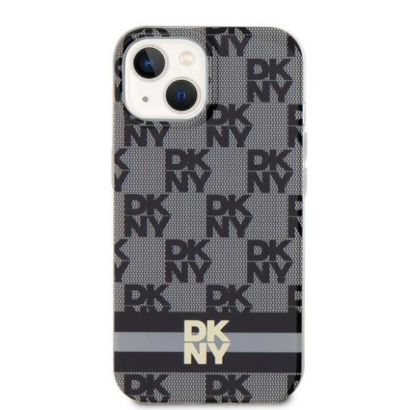 DKNY DKHMP15MHCPTSK IML Checkered Mono Pattern & Printed Stripes MagSafe-kompatibilis tok iPhone 15 Plus / 14 Plus - fekete