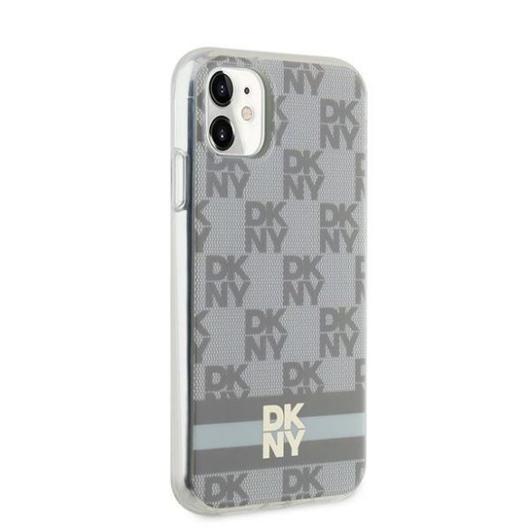 DKNY DKHMN61HCPTSE IML Checkered Mono Pattern & Printed Stripes MagSafe-kompatibilis tok iPhone 11 / Xr - bézs