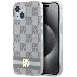   DKNY DKHMP14SHCPTSE IML Checkered Mono Pattern & Printed Stripes MagSafe-kompatibilis tok iPhone 14 - bézs