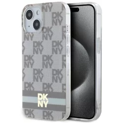   DKNY DKHMP15MHCPTSE IML Checkered Mono Pattern & Printed Stripes MagSafe-kompatibilis tok iPhone 15 Plus - bézs