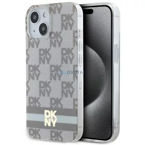 DKNY DKHMP15MHCPTSE IML Checkered Mono Pattern & Printed Stripes MagSafe-kompatibilis tok iPhone 15 Plus - bézs