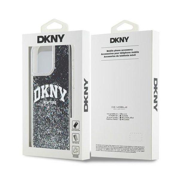 DKNY DKHCP13XLBNAEK Liquid Glitter Big Logo tok iPhone 13 Pro Max - fekete