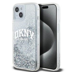 DKNY DKHCP15SLBNAET Liquid Glitter Big Logo tok iPhone 15 / 14 / 13 - fehér