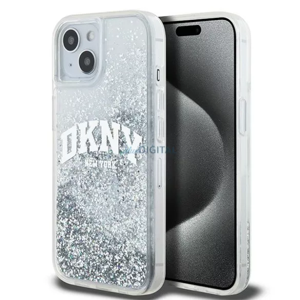 DKNY DKHCP15SLBNAET Liquid Glitter Big Logo tok iPhone 15 - fehér