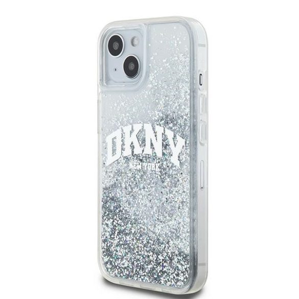 DKNY DKHCP15SLBNAET Liquid Glitter Big Logo tok iPhone 15 / 14 / 13 - fehér