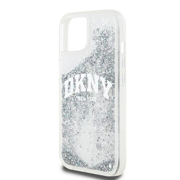 DKNY DKHCP15SLBNAET Liquid Glitter Big Logo tok iPhone 15 / 14 / 13 - fehér