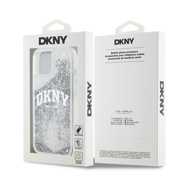 DKNY DKHCP15SLBNAET Liquid Glitter Big Logo tok iPhone 15 / 14 / 13 - fehér