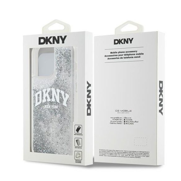 DKNY DKHCP15LLBNAET Liquid Glitter Big Logo tok iPhone 15 Pro - fehér