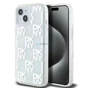 DKNY DKHCP15SLCPEPT Liquid Glitter Multilogo tok iPhone 15 - fehér
