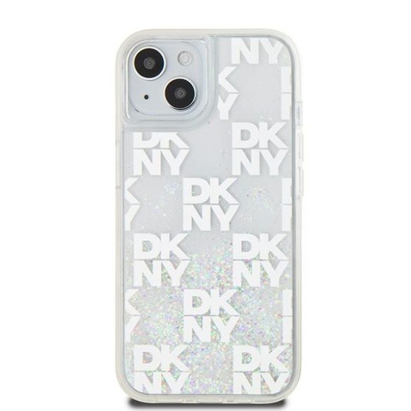 DKNY DKHCP15SLCPEPT Liquid Glitter Multilogo tok iPhone 15 / 14 / 13 - fehér