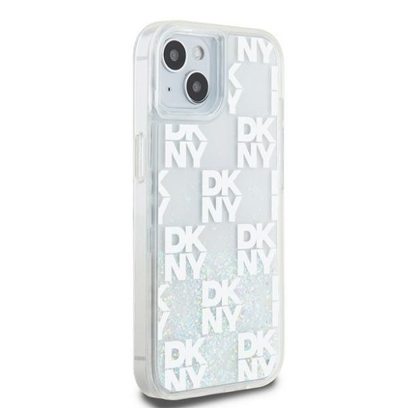 DKNY DKHCP15SLCPEPT Liquid Glitter Multilogo tok iPhone 15 / 14 / 13 - fehér