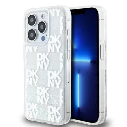   DKNY DKHCP15LLCPEPT Liquid Glitter Multilogo tok iPhone 15 Pro - fehér