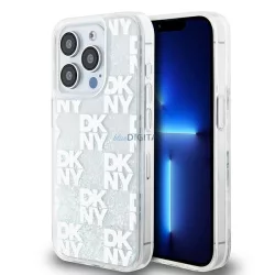   DKNY DKHCP15LLCPEPT Liquid Glitter Multilogo tok iPhone 15 Pro - fehér