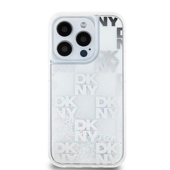 DKNY DKHCP15LLCPEPT Liquid Glitter Multilogo tok iPhone 15 Pro - fehér