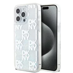   DKNY DKHCP15XLCPEPT Liquid Glitter Multilogo tok iPhone 15 Pro Max - fehér
