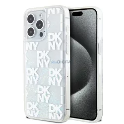   DKNY DKHCP15XLCPEPT Liquid Glitter Multilogo tok iPhone 15 Pro Max - fehér