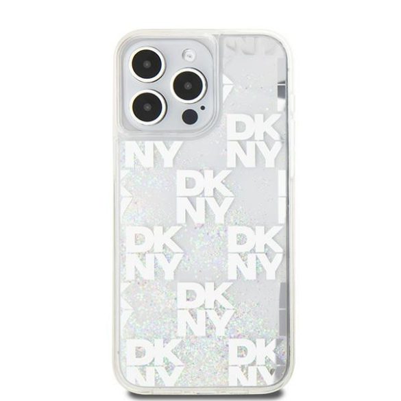 DKNY DKHCP15XLCPEPT Liquid Glitter Multilogo tok iPhone 15 Pro Max - fehér