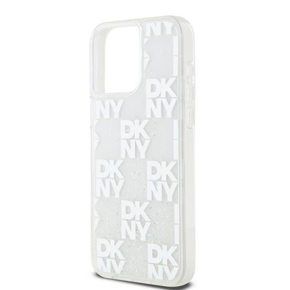 DKNY DKHCP15XLCPEPT Liquid Glitter Multilogo tok iPhone 15 Pro Max - fehér