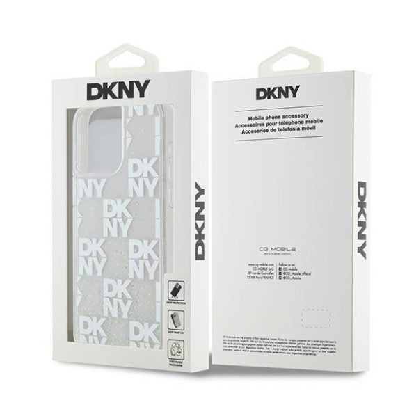 DKNY DKHCP15XLCPEPT Liquid Glitter Multilogo tok iPhone 15 Pro Max - fehér