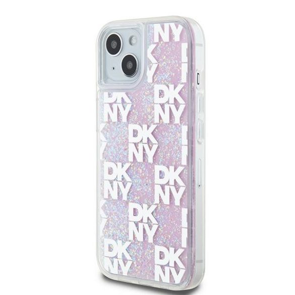 DKNY DKHCP15SLCPEPP Liquid Glitter Multilogo tok iPhone 15 / 14 / 13 - rózsaszín