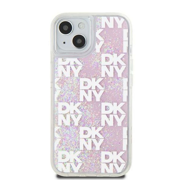 DKNY DKHCP15SLCPEPP Liquid Glitter Multilogo tok iPhone 15 / 14 / 13 - rózsaszín