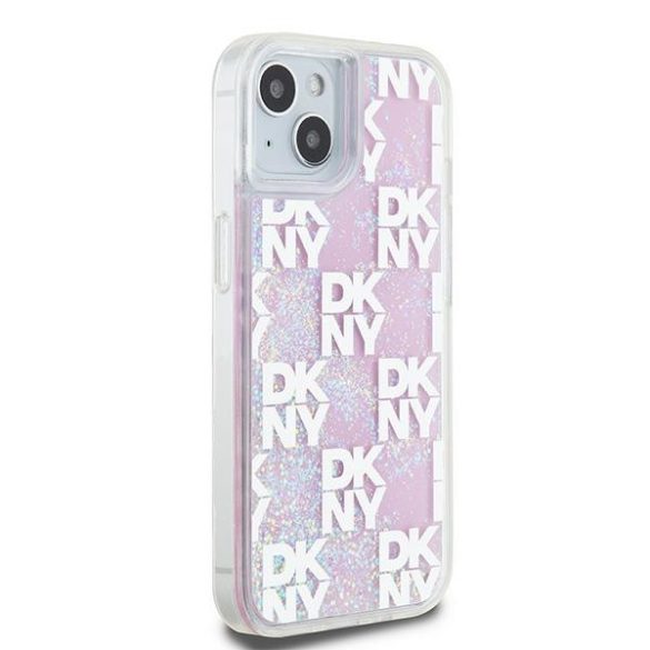 DKNY DKHCP15SLCPEPP Liquid Glitter Multilogo tok iPhone 15 / 14 / 13 - rózsaszín