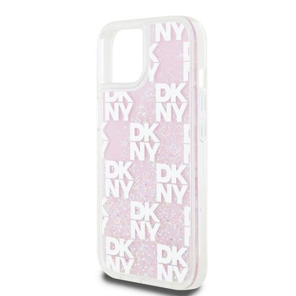 DKNY DKHCP15SLCPEPP Liquid Glitter Multilogo tok iPhone 15 / 14 / 13 - rózsaszín