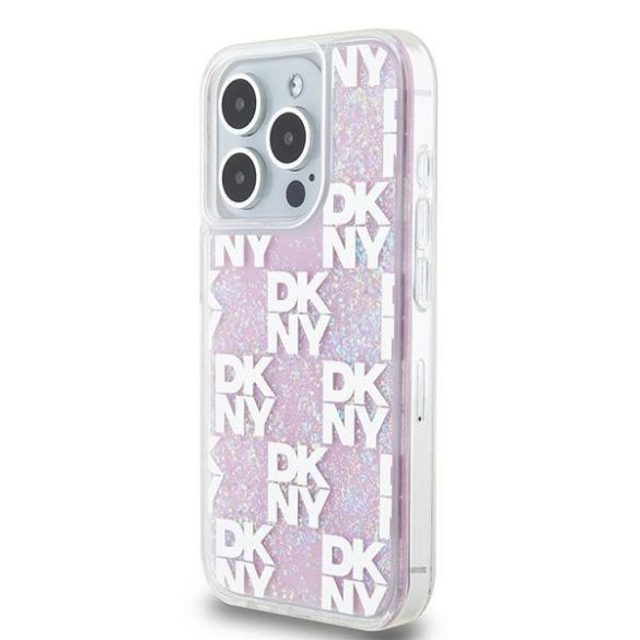 DKNY DKHCP15LLCPEPP Liquid Glitter Multilogo tok iPhone 15 Pro - rózsaszín