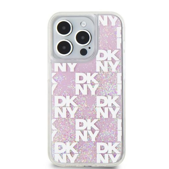 DKNY DKHCP15LLCPEPP Liquid Glitter Multilogo tok iPhone 15 Pro - rózsaszín