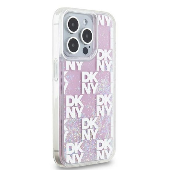 DKNY DKHCP15LLCPEPP Liquid Glitter Multilogo tok iPhone 15 Pro - rózsaszín