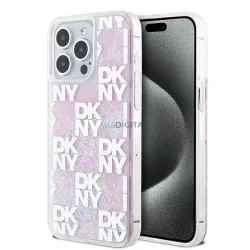   DKNY DKHCP15XLCPEPP Liquid Glitter Multilogo tok iPhone 15 Pro Max - rózsaszín