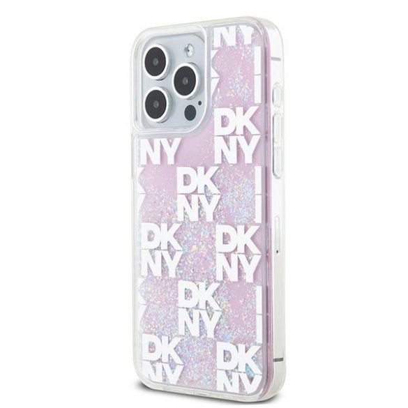 DKNY DKHCP15XLCPEPP Liquid Glitter Multilogo tok iPhone 15 Pro Max - rózsaszín