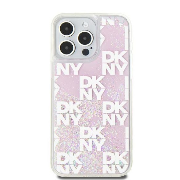 DKNY DKHCP15XLCPEPP Liquid Glitter Multilogo tok iPhone 15 Pro Max - rózsaszín