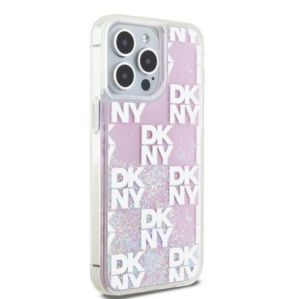 DKNY DKHCP15XLCPEPP Liquid Glitter Multilogo tok iPhone 15 Pro Max - rózsaszín