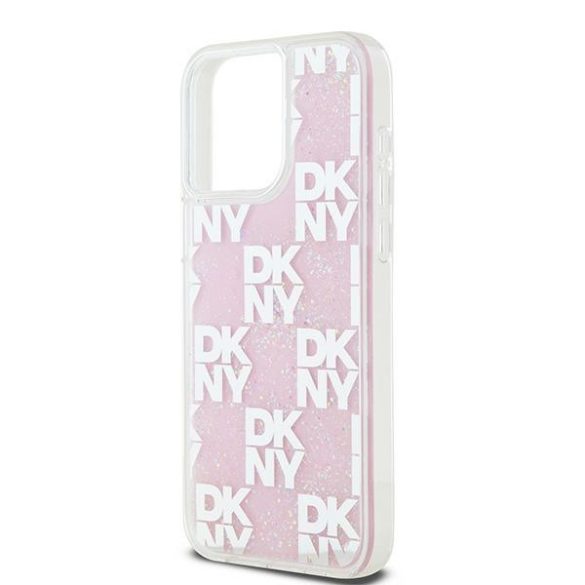 DKNY DKHCP15XLCPEPP Liquid Glitter Multilogo tok iPhone 15 Pro Max - rózsaszín