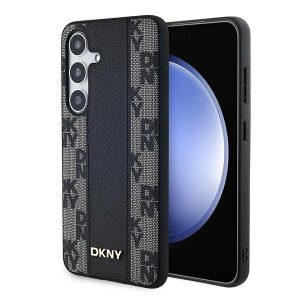 DKNY DKHMS24SPCPVSLK Leather Checkered Mono Pattern MagSafe-kompatibilis tok Samsung Galaxy S24 - fekete