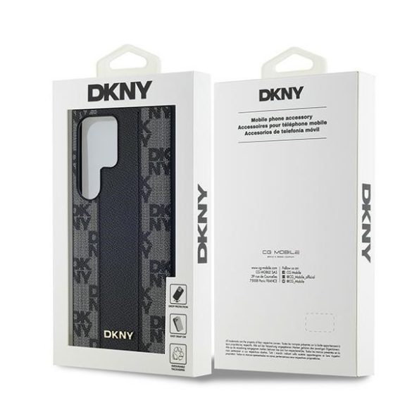 DKNY DKHMS24LPCPVSLK Leather Checkered Mono Pattern MagSafe-kompatibilis tok Samsung Galaxy S24 Ultra - fekete