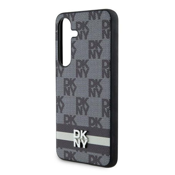 DKNY DKHCS24SPCPTSSK Leather Checkered Mono Pattern & Printed Stripes tok Samsung Galaxy S24 - fekete